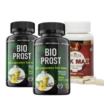 PACK 2 BIOPROST  DE 60 TABLETAS Y 1 ERK MAX DE REGALO PARA SOLUCIONAR PROBLEMAS DE LA PRÓSTATA