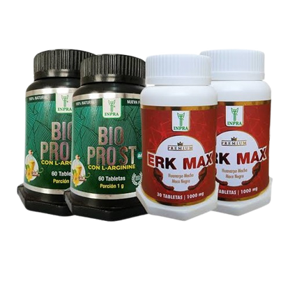 PACK 2 BIOPROST  DE 60 TABLETAS Y 1 ERK MAX DE REGALO PARA SOLUCIONAR PROBLEMAS DE LA PRÓSTATA